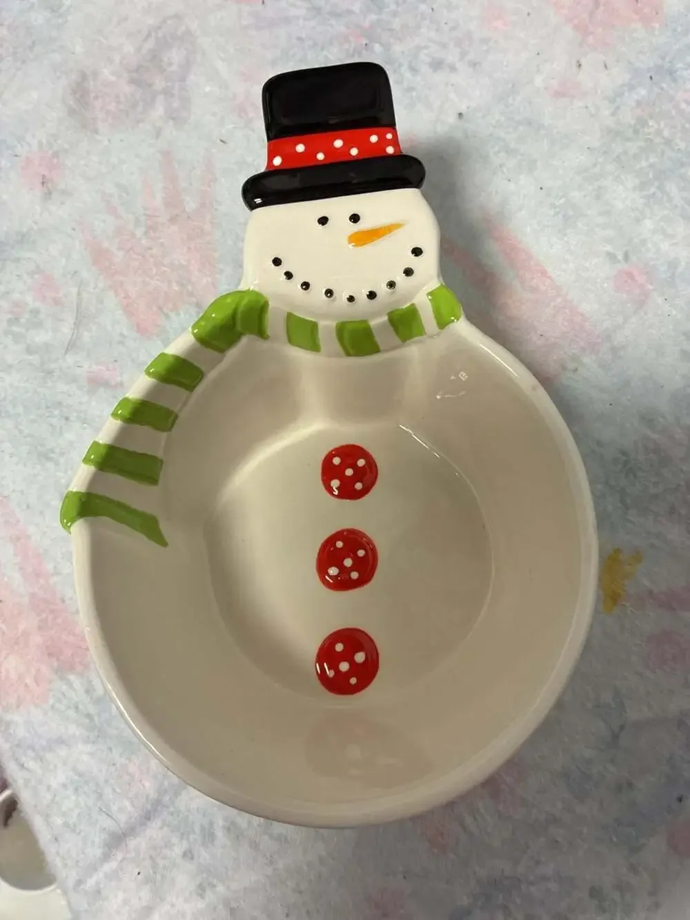 Dennis East International DEI Snowman Christmas Holiday Ceramic Dip Bowl Dish